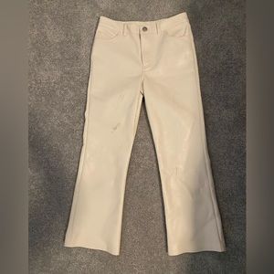 Aritzia Sunday Best Faux Leather White Cropped Pants, Size 00